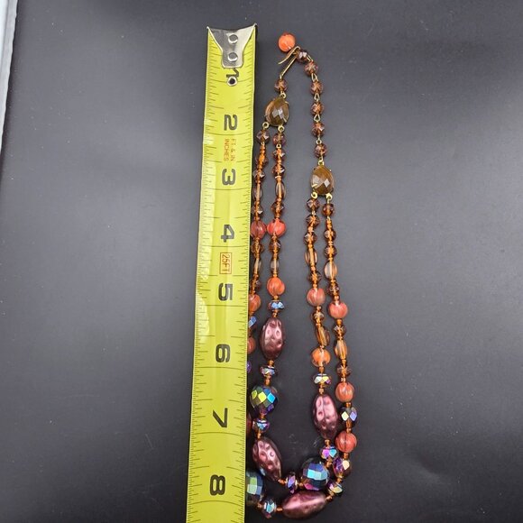 Vintage W. Germany Double Strand Necklace Beads Aurora Borealis Faceted Crystal - Picture 8 of 9